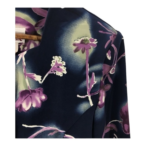 LEO DANAL Vintage Navy Blue Floral 2 Piece Skirt Suit size 8 - Picture 6 of 12